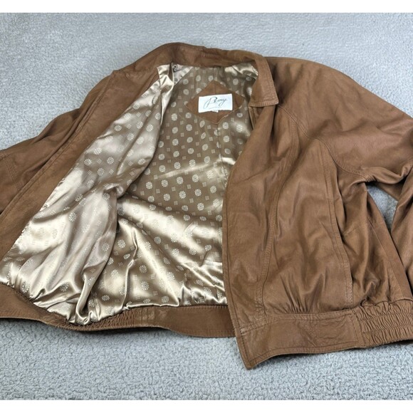 Remy Bomber Leather Jacket Mens 42 Tan Brown Suede Full Zip Lined USA Vintage - Picture 4 of 16